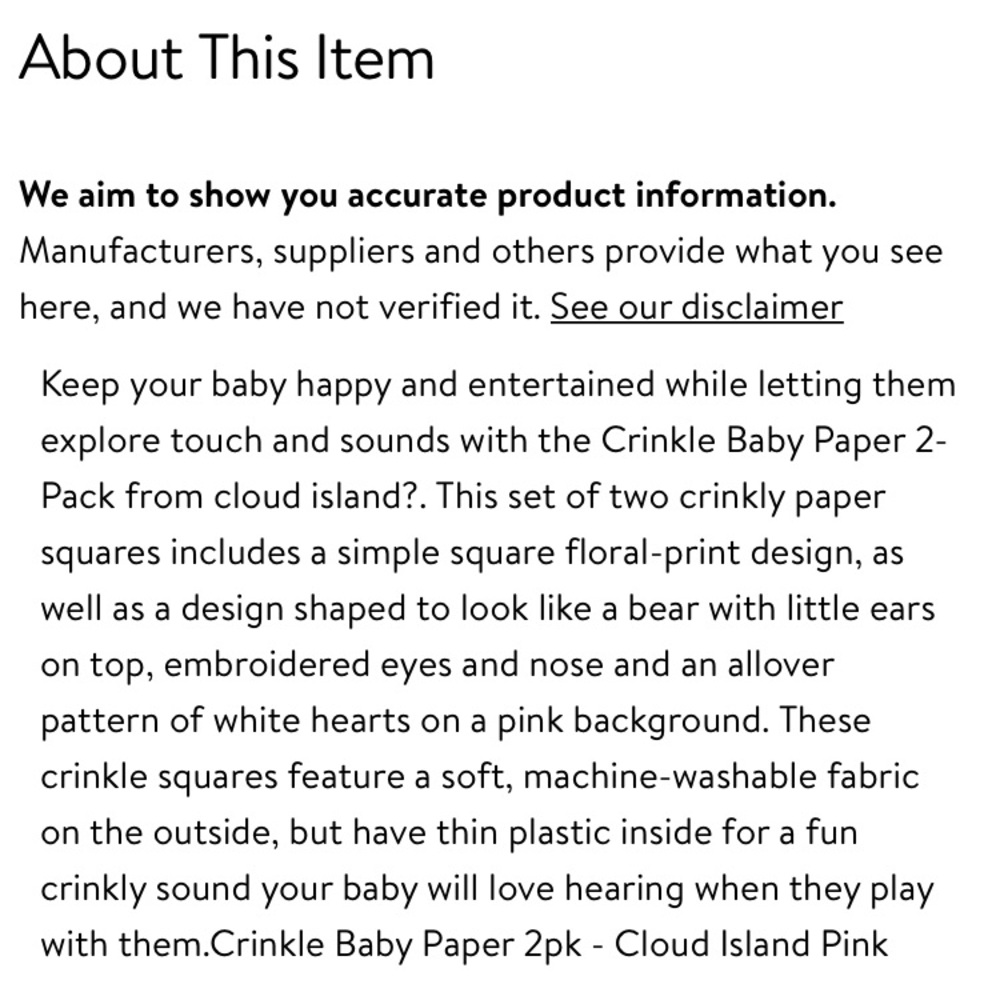 Crinkle Baby Paper 2pk - Cloud Island Pink - Picture 5 of 5